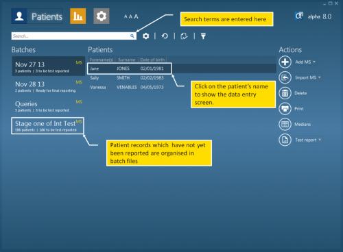 Statistics screen