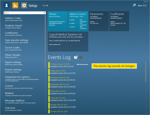 Statistics screen