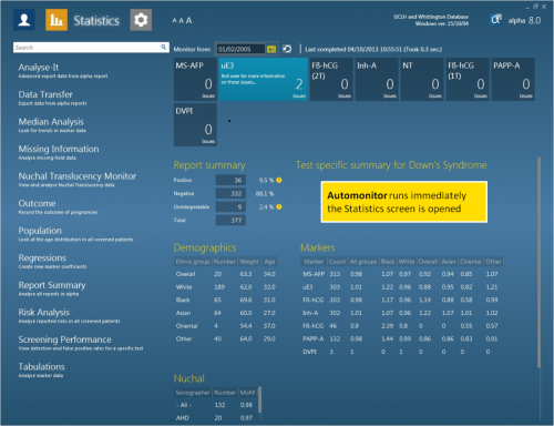 Statistics screen